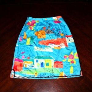 Sara Jane Whimsical Print Skirt | USA Made | Retro Style Size 2